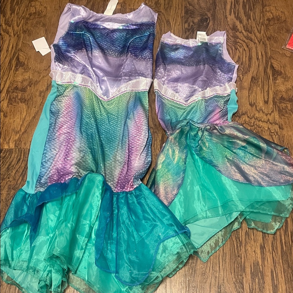 Mermaid Woman New with tags (8-10) & daughter (6-6X) costumes - Purple and Green